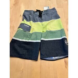 NWT Grom Boys Striped Board Shorts Swim Trunks Size M (8) 24"